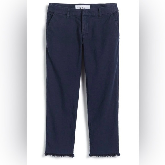 Frank & Eileen sz 2 black cotton linen blend pants zip front back pockets - Picture 2 of 9